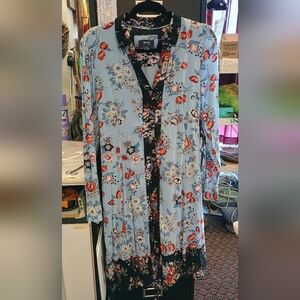 Anthropologie Maeve Floral Dress with Black and Red Accents